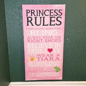 Little Girls Large 30" Wall Plaque Art "Princess Rules" Room Decor